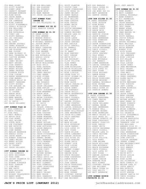 January 2012 Price List - Smalling Family Autographs