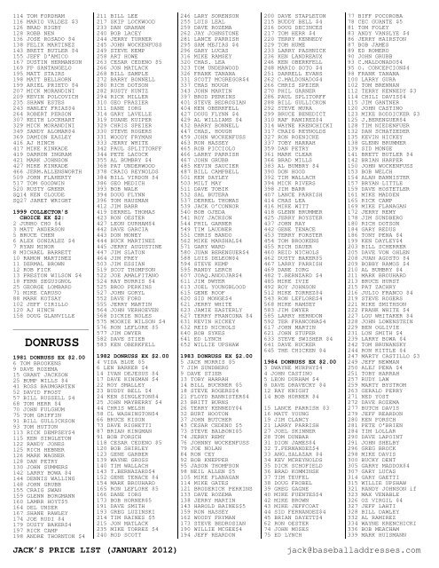 January 2012 Price List - Smalling Family Autographs