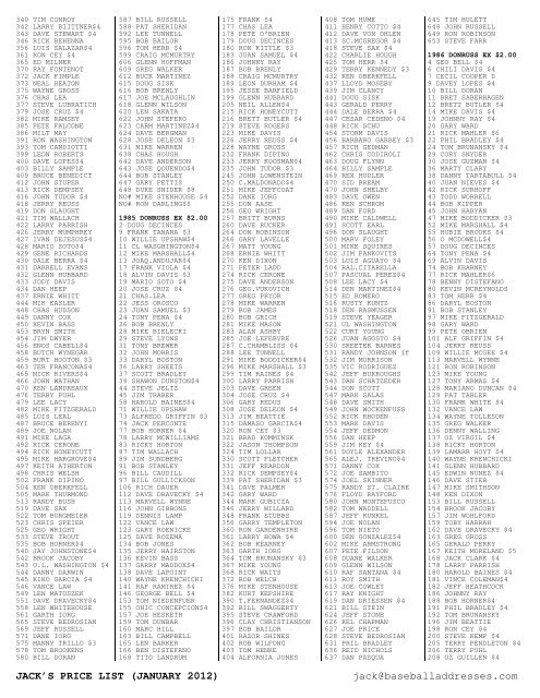 January 2012 Price List - Smalling Family Autographs