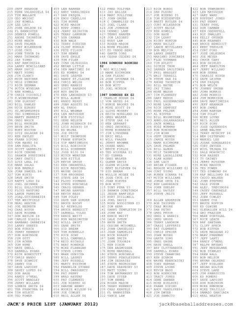 January 2012 Price List - Smalling Family Autographs