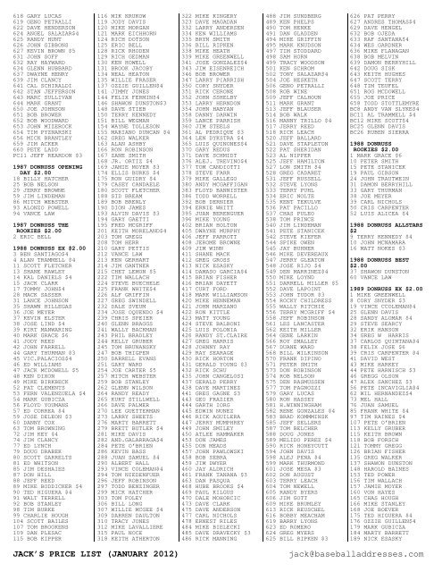 January 2012 Price List - Smalling Family Autographs