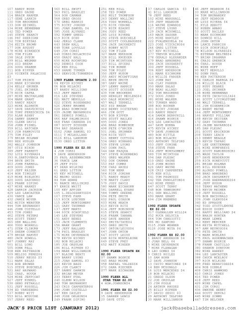 January 2012 Price List - Smalling Family Autographs