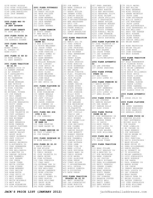 January 2012 Price List - Smalling Family Autographs