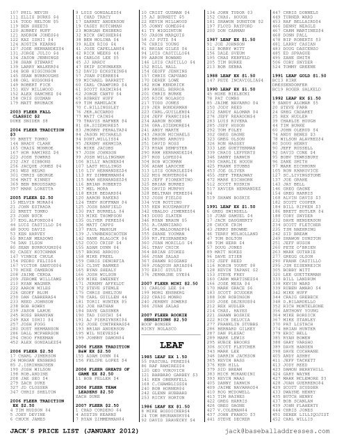 January 2012 Price List - Smalling Family Autographs