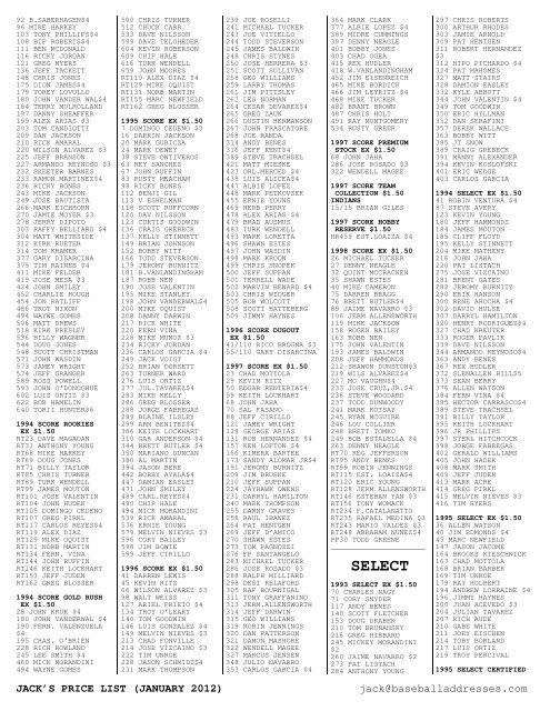 January 2012 Price List - Smalling Family Autographs