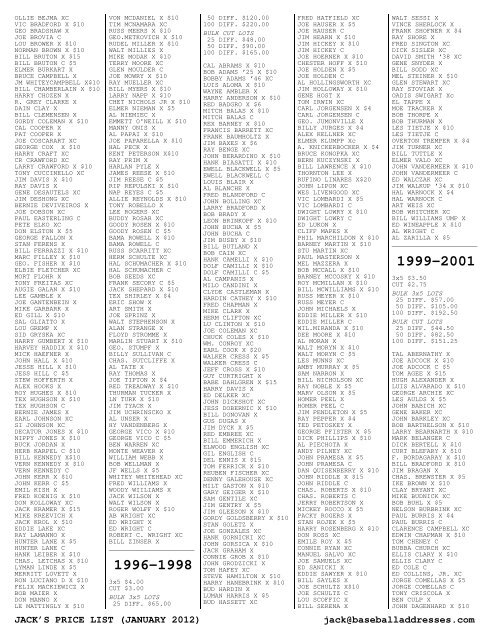 January 2012 Price List - Smalling Family Autographs