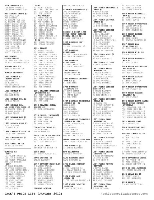 January 2012 Price List - Smalling Family Autographs