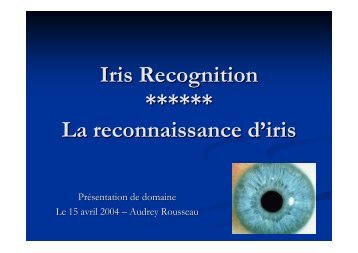 domaine de la reconnaissance par l'iris - UniversitÃ© Paris Diderot ...