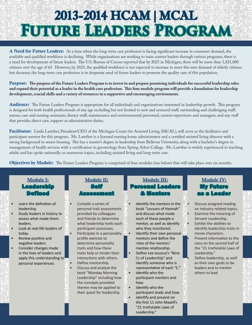 4/25/2013 Future Leaders Brochure .pdf - Health Care Association ...