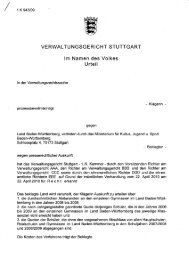 VERWALTUNGSG'ERICHT STUTTGART Im Namen des Volkes Urteil