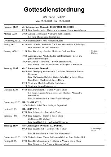Gottesdienstordnung - Zeillern
