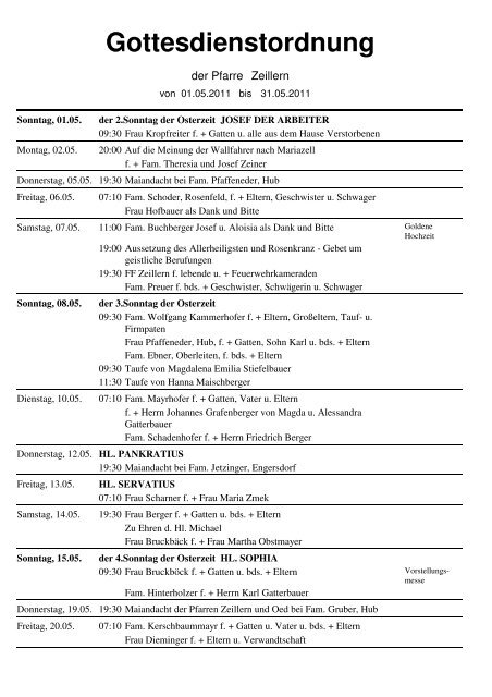 Gottesdienstordnung - Zeillern