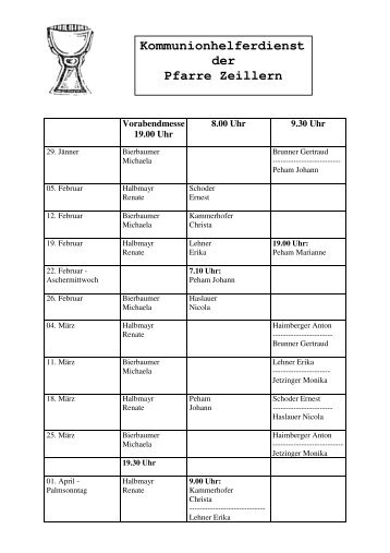 Kommunionhelferdienst der Pfarre Zeillern - pfarre-zeillern.at