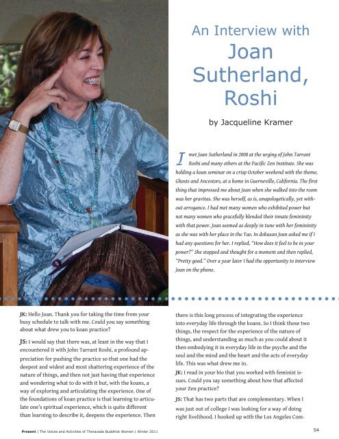 An Interview with Joan Sutherland, Roshi - Awakened Life