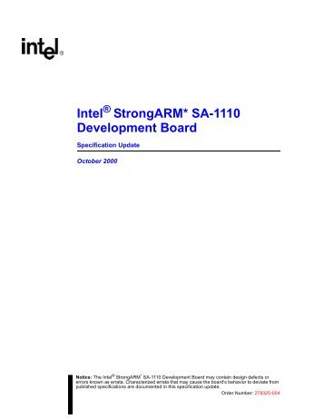 Intel StrongARM* SA-1110 Development Board - Association for ...