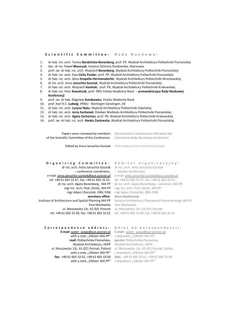 2WATER PROCEEDINGS.pdf - AktualnoÅci Politechniki PoznaÅskiej