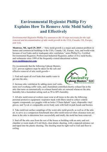 environmental hygienist phillip fry explains how to remove crawl environmental hygienist