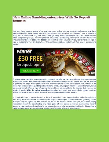 New Online Gambling enterprises With No Deposit Bonuses