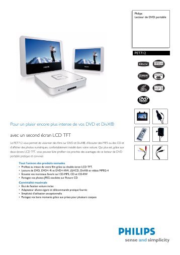 PET712/12 Philips Lecteur de DVD portable - Conforama