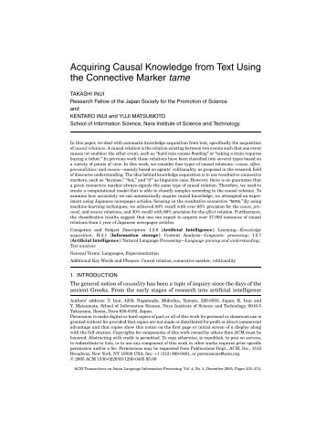 Acquiring Causal Knowledge from Text Using the Connective ...