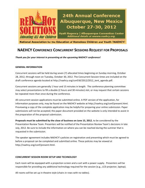 naehcy conference concurrent sessions request for proposals