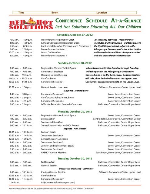 Tentative Conference Schedule At-a-Glance - National Association ...