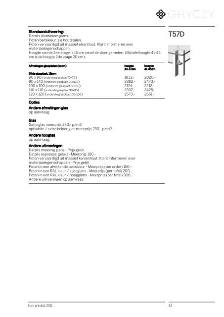 Prijslijst 2011 Preisliste 2011 - Arterior Design