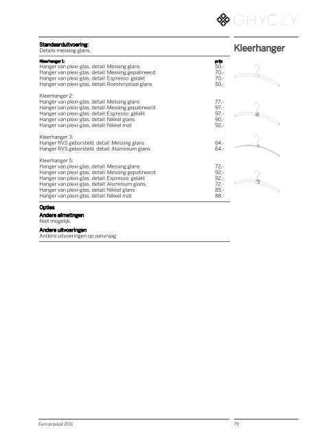 Prijslijst 2011 Preisliste 2011 - Arterior Design