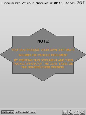 Incomplete Vehicle Document 2011 Model Year