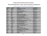 List of Workshop Participants - Patient Centered Outcomes ...