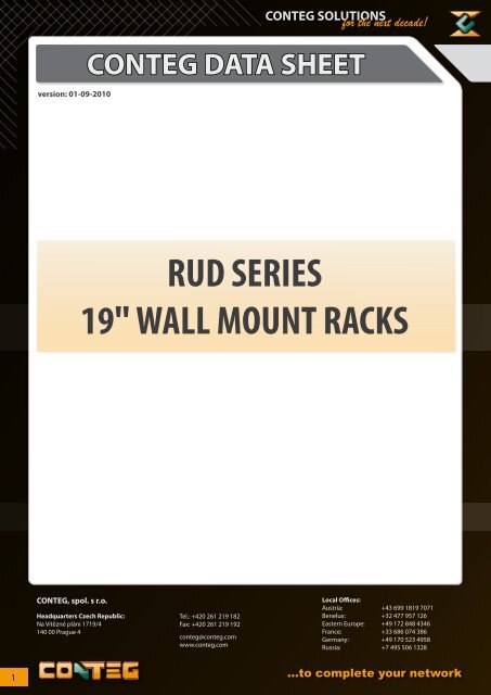 RUD SERIES 19" WALL MOUNT RACKS - Conteg