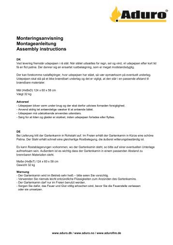 Monteringsanvisning Montageanleitung Assembly instructions - Aduro