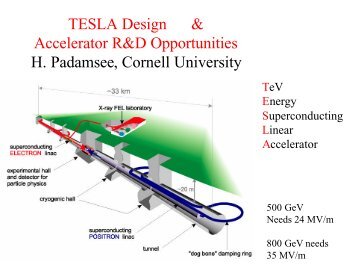 TESLA Design & Accelerator R&D Opportunities H. Padamsee ...