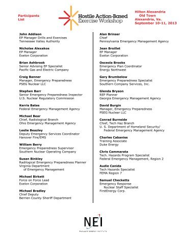 Participants List - Nuclear Energy Institute