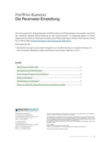 FireWire-Kameras - Die Parameter-Einstellung - The Imaging Source