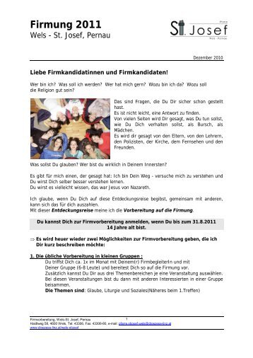 Anmeldung - Information (PDF, 370kb) - pfarre wels st.josef