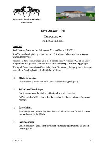 Tarifordnung - RVZO | Reitverein Zürcher Oberland