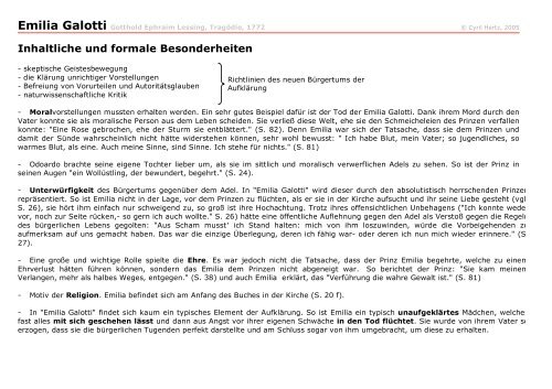 Inhaltliche Und Formale Besonderheiten C Hertz Ch