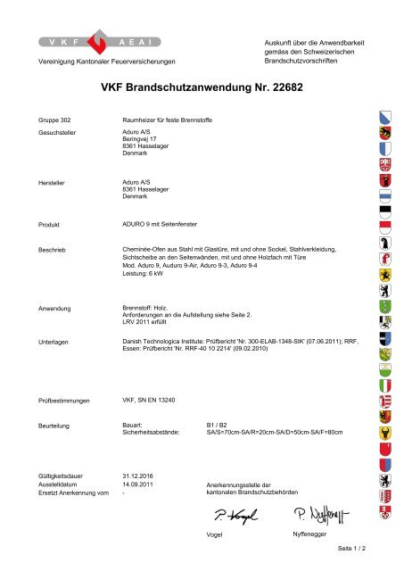 VKF Brandschutzanwendung Nr. 22682 - Aduro