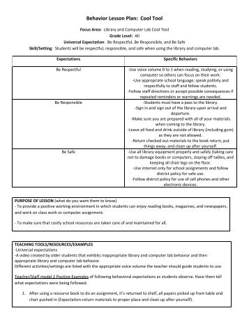 Behavior Lesson Plan: Cool Tool