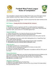 Football West Futsal League Rules of Competition