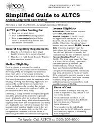 PCOA's Simplified Guide to ALTCS - Pima Council On Aging