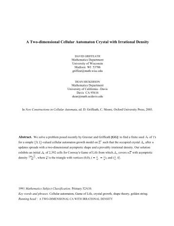 A Two-dimensional Cellular Automaton Crystal with Irrational Density