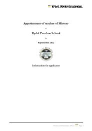 Appointment of teacher of History Rydal Penrhos School