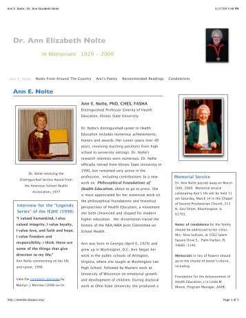Ann E. Nolte - SIU - College of Education and Human Services