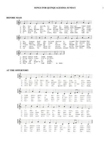 songs for quinquagesima sunday 1 before mass at the offertory