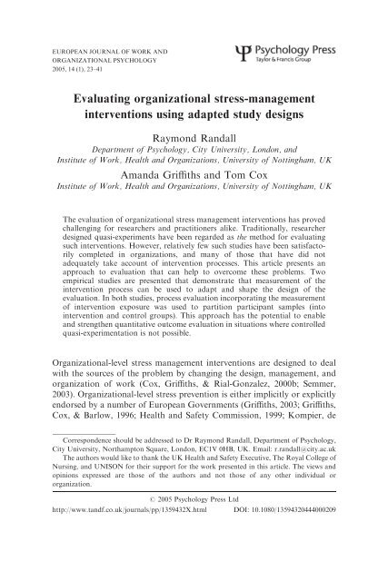 Evaluating organizational stress-management interventions using ...