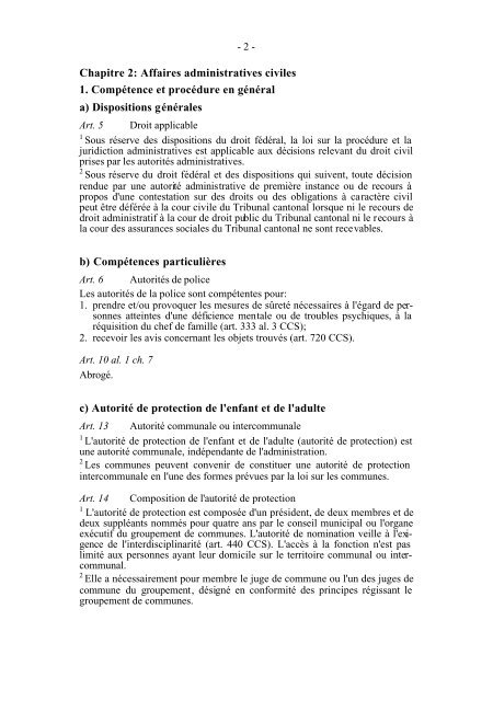 Loi d'application du code civil suisse (LACCS ... - Etat du Valais