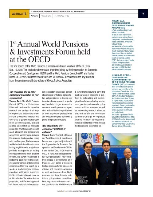 1st Annual World Pensions & Investments Forum held at the OECD - WPC