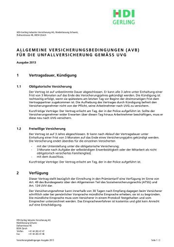 allgemeine versicherungsbedingungen (avb) - Gerling-Konzern ...